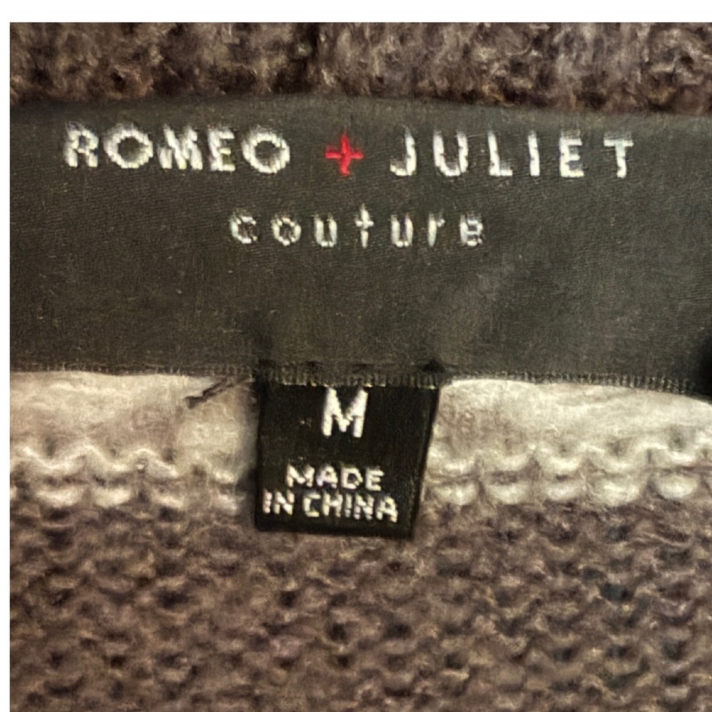 Romeo Juliet Couture Cardigan M Gray Fair Isle Geometric Waterfall Boho Sweater - Picture 2 of 7